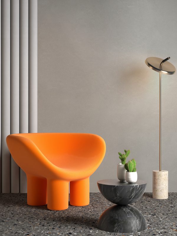 Memphis style conceptual interior room 3d illustration